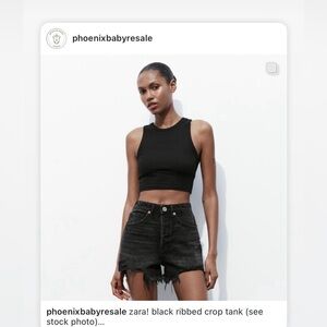 Zara Crop Top Sleeveless Cropped Ribbed Tank Top Black Small Brandy‎ Melville